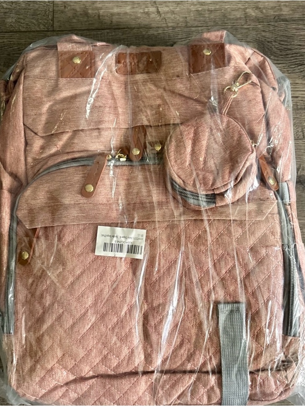Quilted Pink Women's Baby Backpack with Coin Pouch